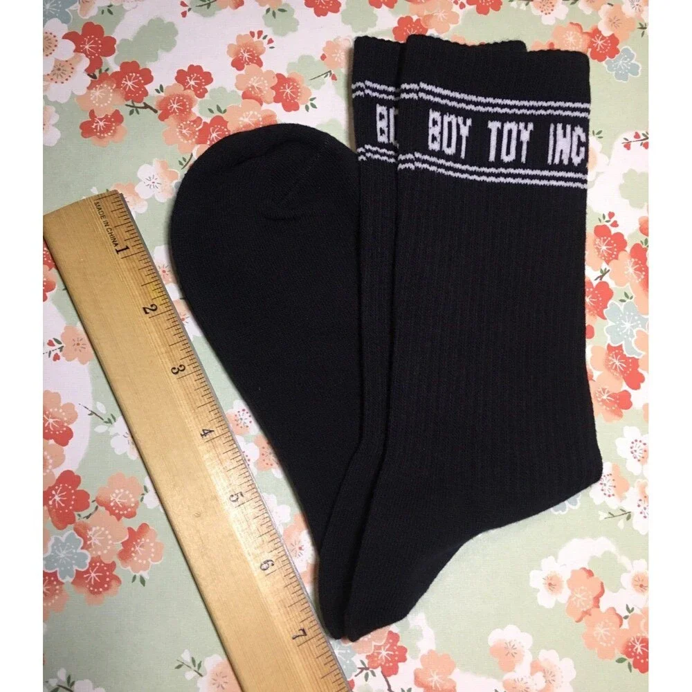 Dolls Kill Black Crew Socks Boy Toy Inc New Medium Women’s
